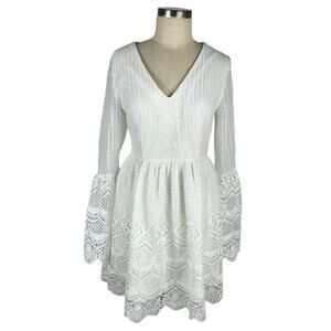 TWO SISTERS THE LABEL White Lace Lace-Up Mini Dress Women's 6 NWT Bridal Boho
